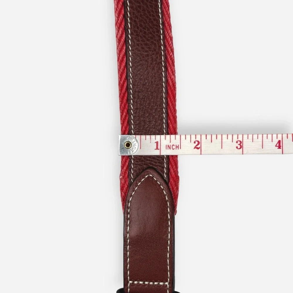 Vineyard Vines Men's Belt Chevron Webbing Canvas Leather Jetty‎ Red Sz 44